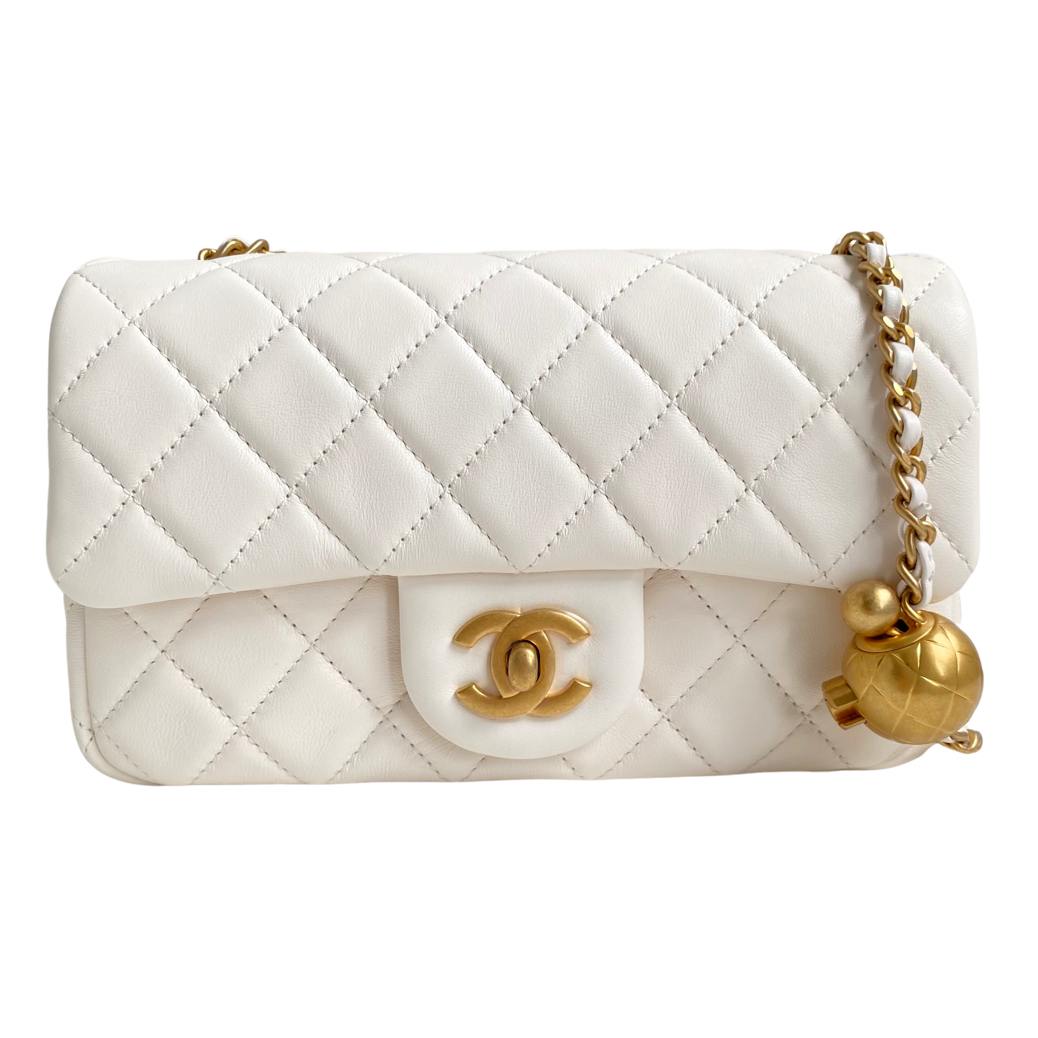 Chanel White Quilted Lambskin Rectangular Mini Classic Flap Bag  Madison  Avenue Couture